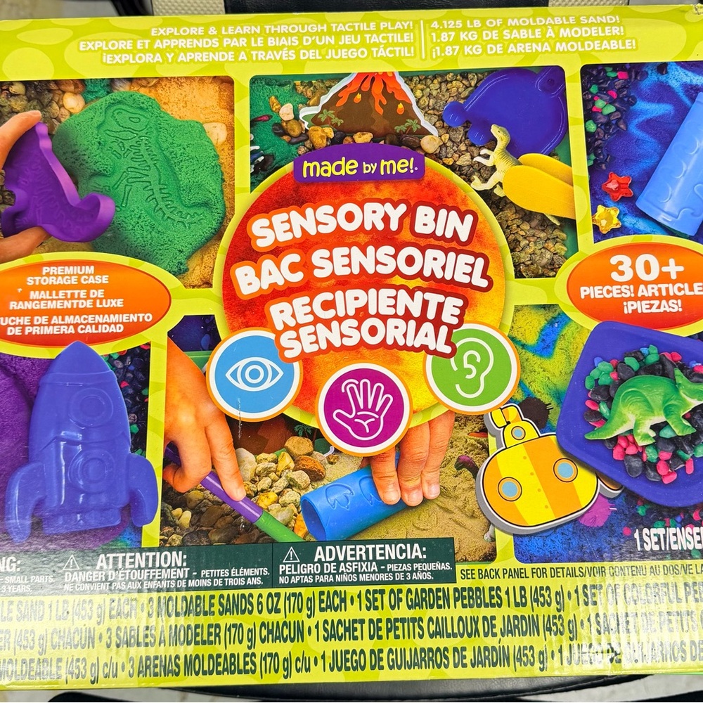 Made by Me! Sensory Bin with Purple and Green Toys